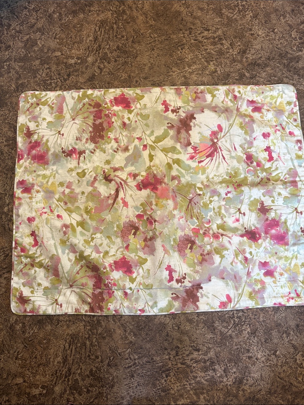 2 Standard Floral Watercolor pillow shams - Pink & Green